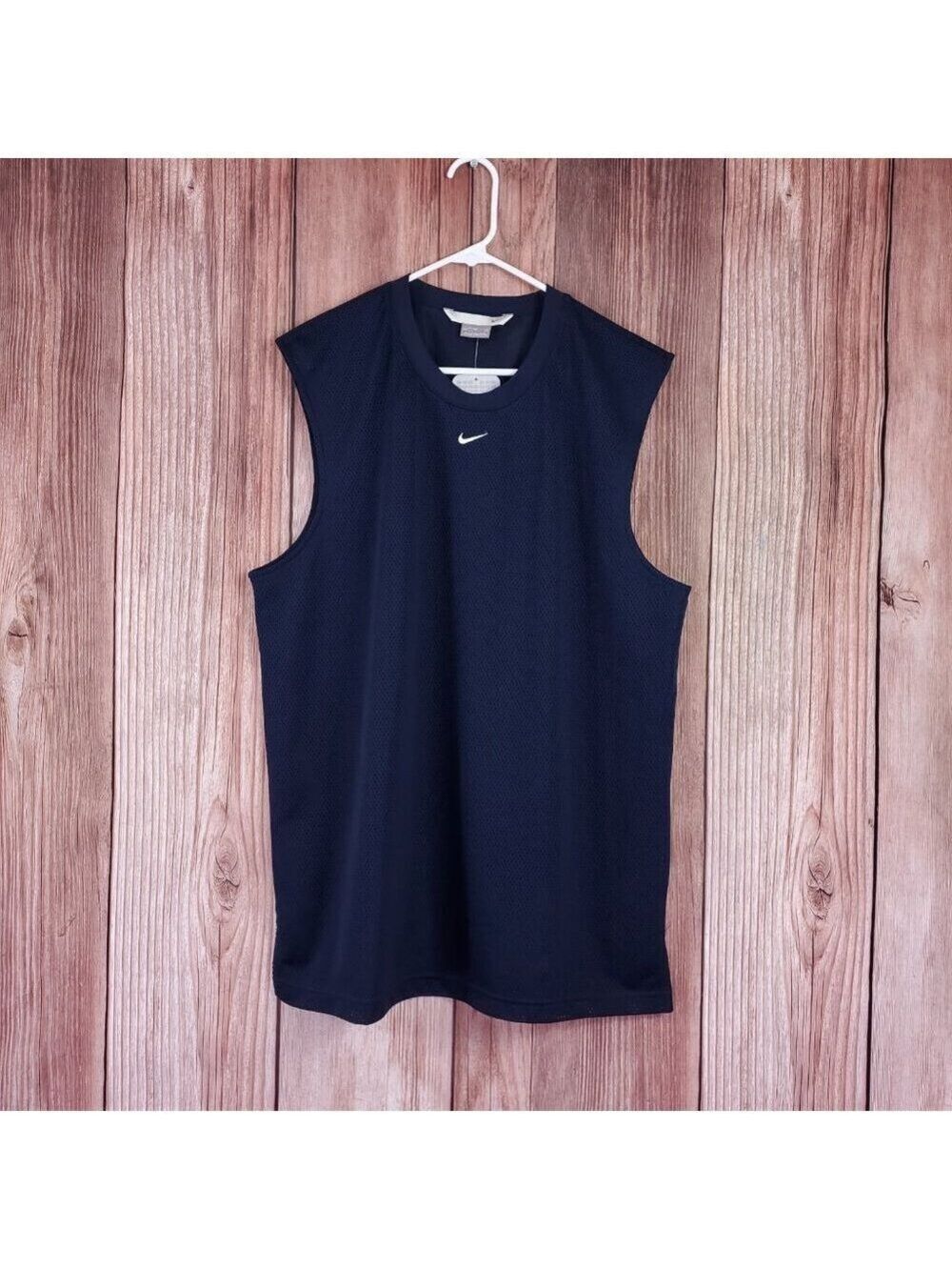 NWT Vtg 2002 Nike Mesh Tank Top Mens Large Navy Blue Center Swoosh Silver Tag